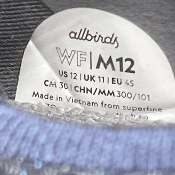 Allbirds Wool Flyer Mizzles Shoes Mens Size 12 Blue Running Comfort Walking Gym - Picture 8 of 8